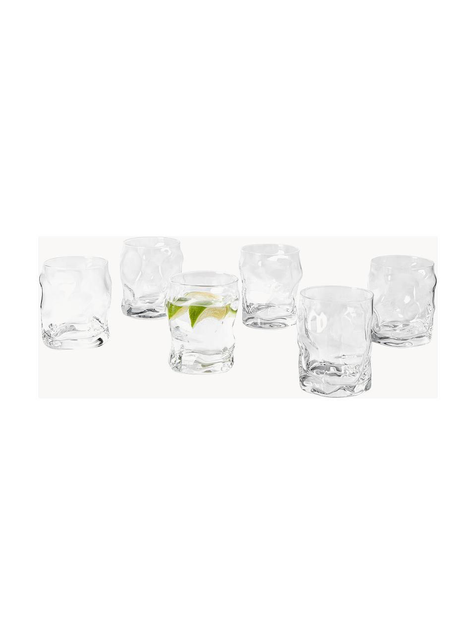 Vasos de forma orgánica Sorgente, 6 uds., Vidrio, Transparente, Ø 9 x Al 11 cm, 420 ml