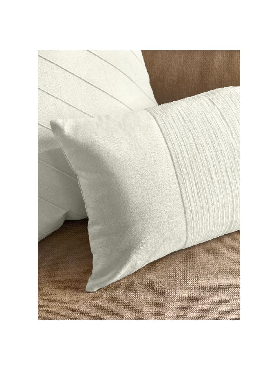 Leinen-Kissenhülle Dalia Weiß mit Strukturmuster, 51 % Leinen, 49 % Baumwolle, Weiß, B 30 x L 50 cm