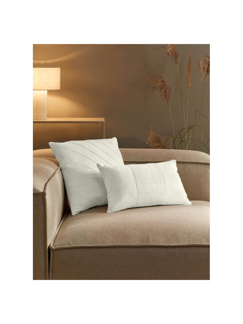 Housse de coussin en lin Dalia, 51 % lin, 49 % coton, Blanc cassé, larg. 30 x long. 50 cm