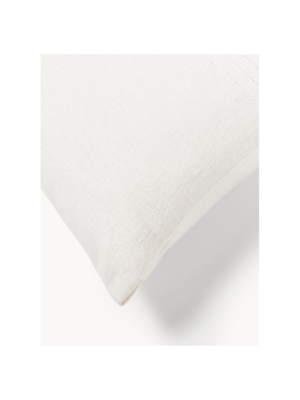 Funda de cojín de lino texturizada Dalia, 51% lino, 49% algodón, Blanco Off White, An 30 x L 50 cm