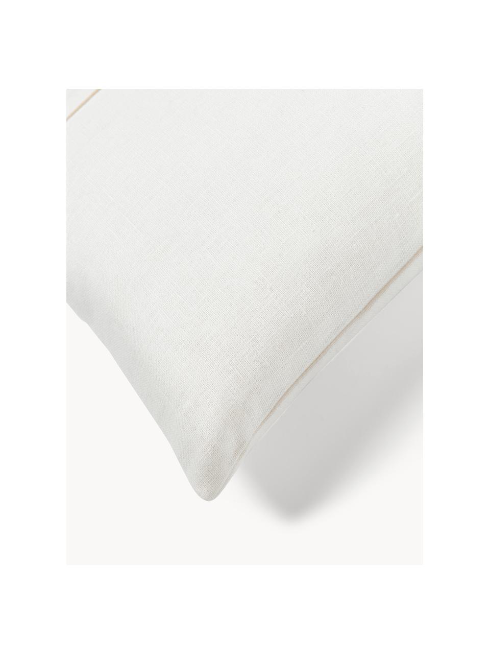 Poszewka na poduszkę z lnu Dalia, 51% len, 49% bawełna, Złamana biel, S 30 x D 50 cm