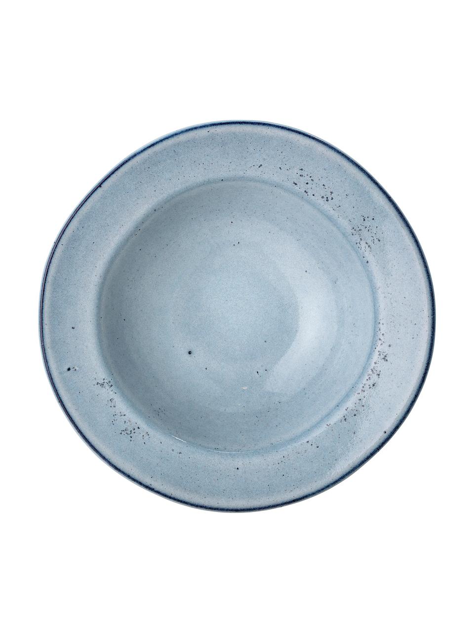 Ručne vyrobený hlboký tanier z kameniny Sandrine, Kamenina, Odtiene modrej, Ø 22 cm, zvnútra: 15 cm