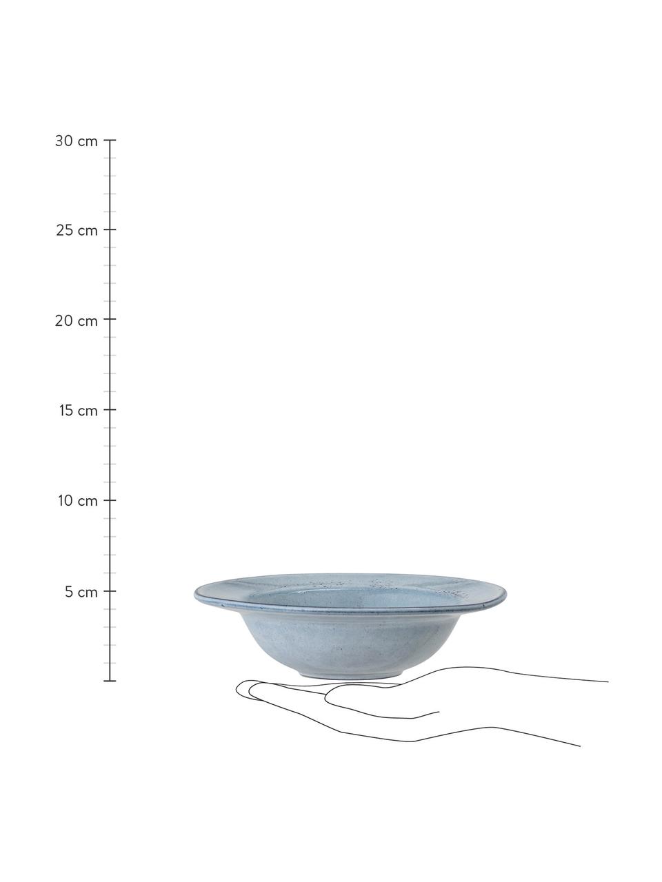 Assiette creuse rustique en grès Sandrine, Grès cérame, Tons bleus, Ø 22 cm, intérieur : 15 cm