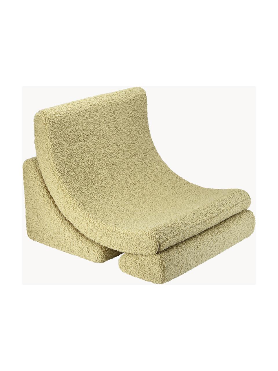 Fauteuil en peluche pour enfant Moon, 3 élém., Peluche vert clair, larg. 55 x prof. 80 cm