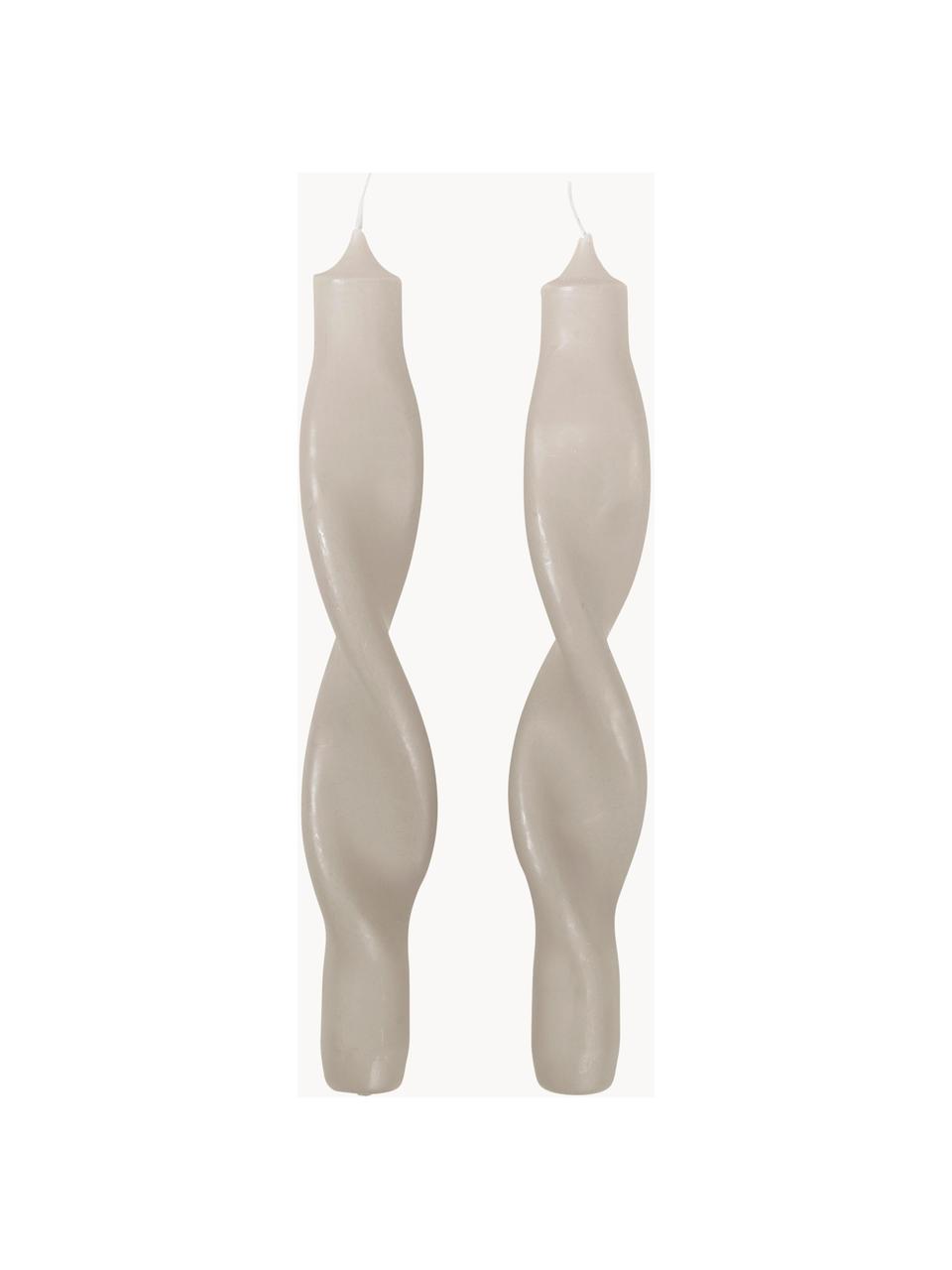 Chandelle Twist, 2 pièces, Cire, Beige clair, haut. 23 cm