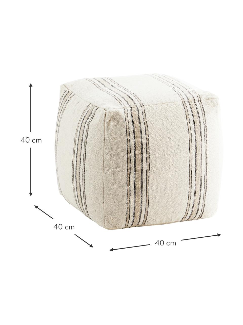 Puf a rayas Strip, Tapizado: algodón, poliéster, Tejido beige, An 40 x Al 40 cm