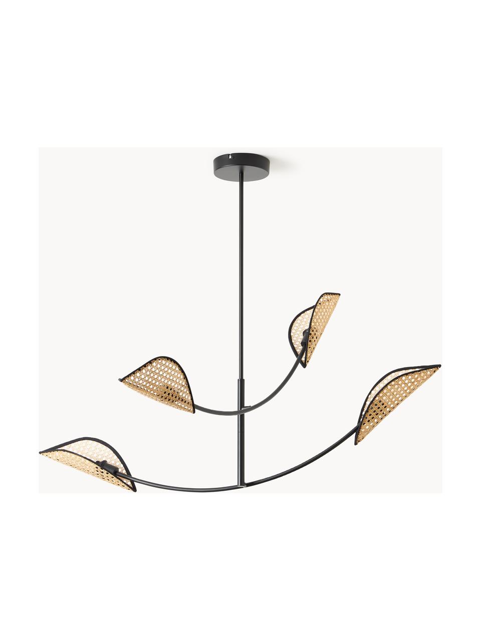 Grande suspension en cannage Freja, Noir, brun clair, larg. 112 x haut. 89 cm