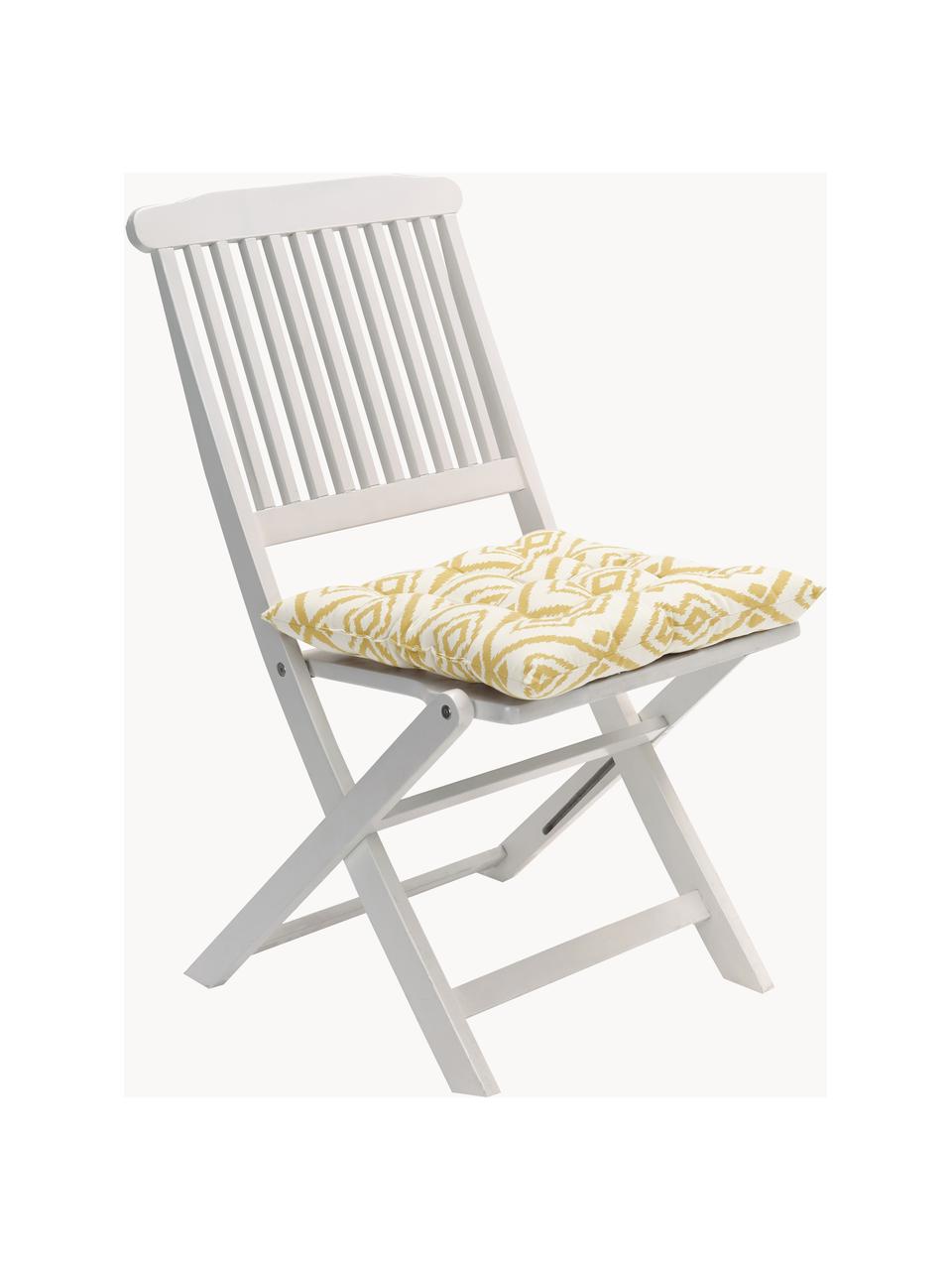 Coussin de chaise 40x40 blanc crème/jaune Delilah, Jaune, larg. 40 x long. 40 cm