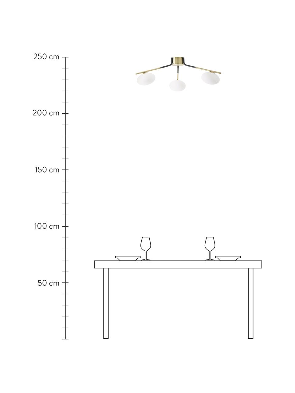 Lampada da soffito grande di design Guna, Baldacchino: metallo verniciato a polv, Nero, ottonato, Ø 76 x Alt. 25 cm