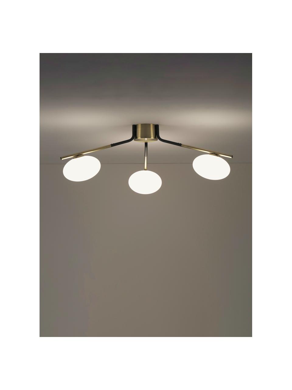 Grote design plafondlamp Guna, Zwart, goudkleurig, Ø 76 x H 25 cm