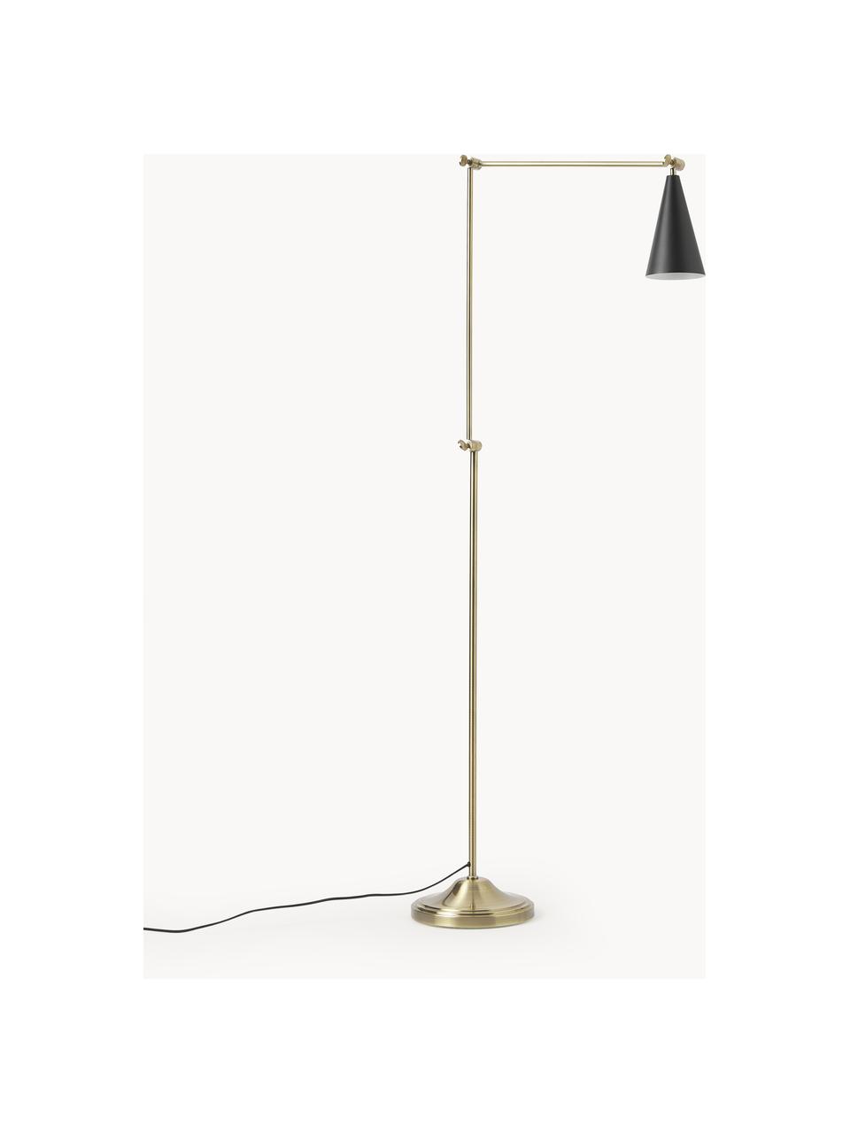 Lámpara de lectura orientable Aubrey, Pantalla: metal recubierto, Cable: cubierto en tela, Dorado, negro, Al 160 cm