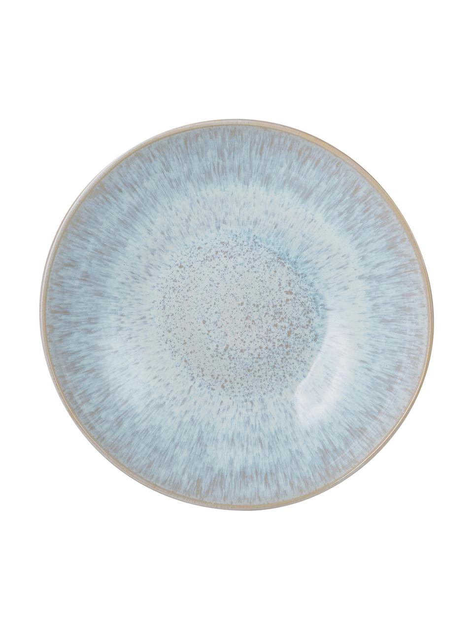 Handbeschilderde serveerschaal Areia met reactief glazuur, Ø 22 cm, Keramiek, Lichtblauw, gebroken wit, lichtbeige, Ø 22 x H 5 cm