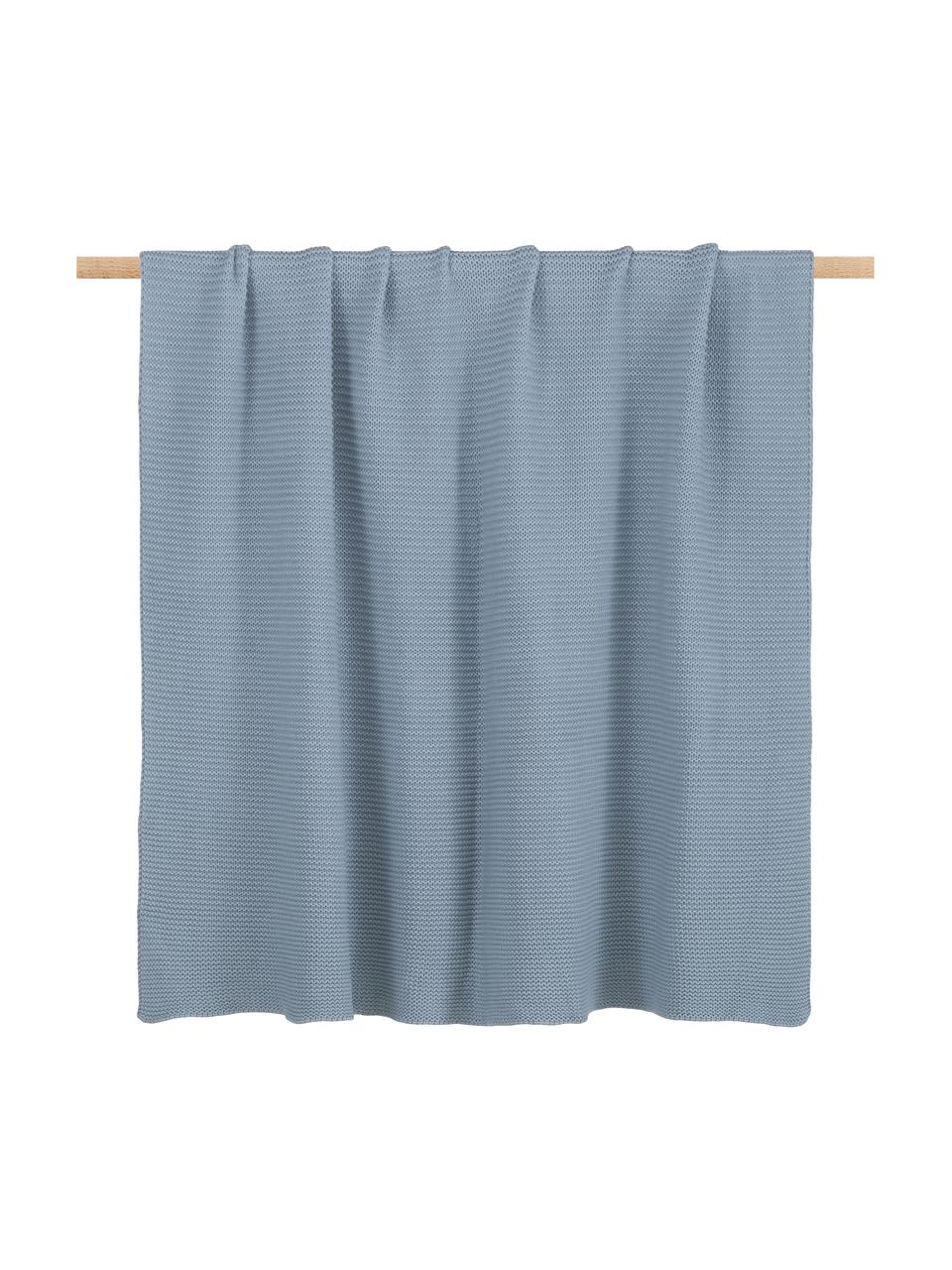 Strickdecke Adalyn aus Bio-Baumwolle in Blau, 100% Bio-Baumwolle, GOTS-zertifiziert, Blau, B 150 x L 200 cm