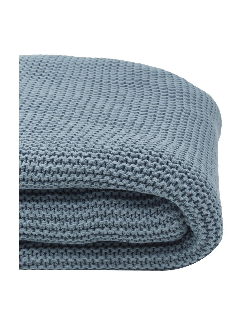 Strickdecke Adalyn aus Bio-Baumwolle in Blau, 100% Bio-Baumwolle, GOTS-zertifiziert, Blau, B 150 x L 200 cm