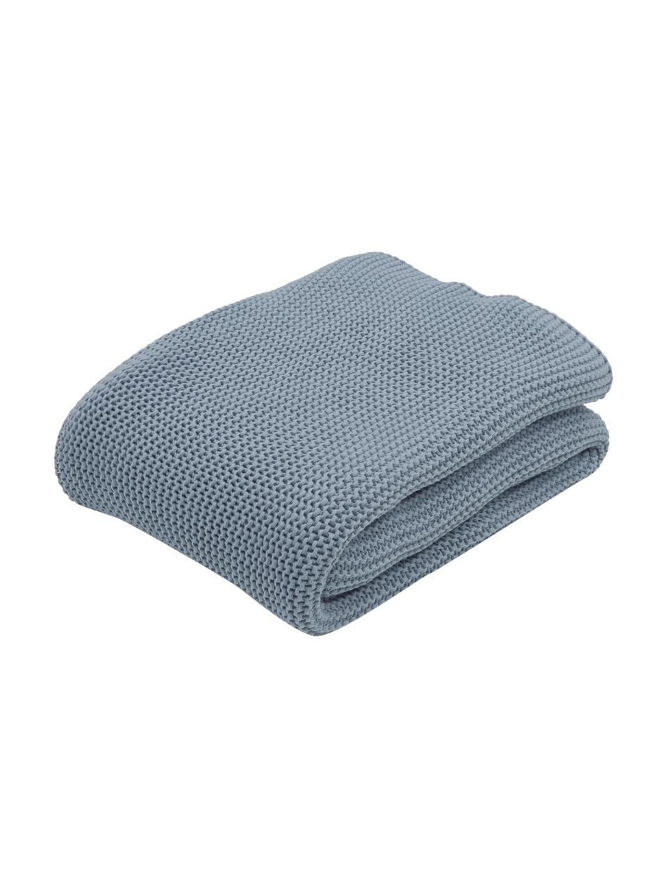 Pletená deka z organickej bavlny Adalyn, 100 % bavlna, certifikát GOTS, Modrá, Š 150 x D 200 cm