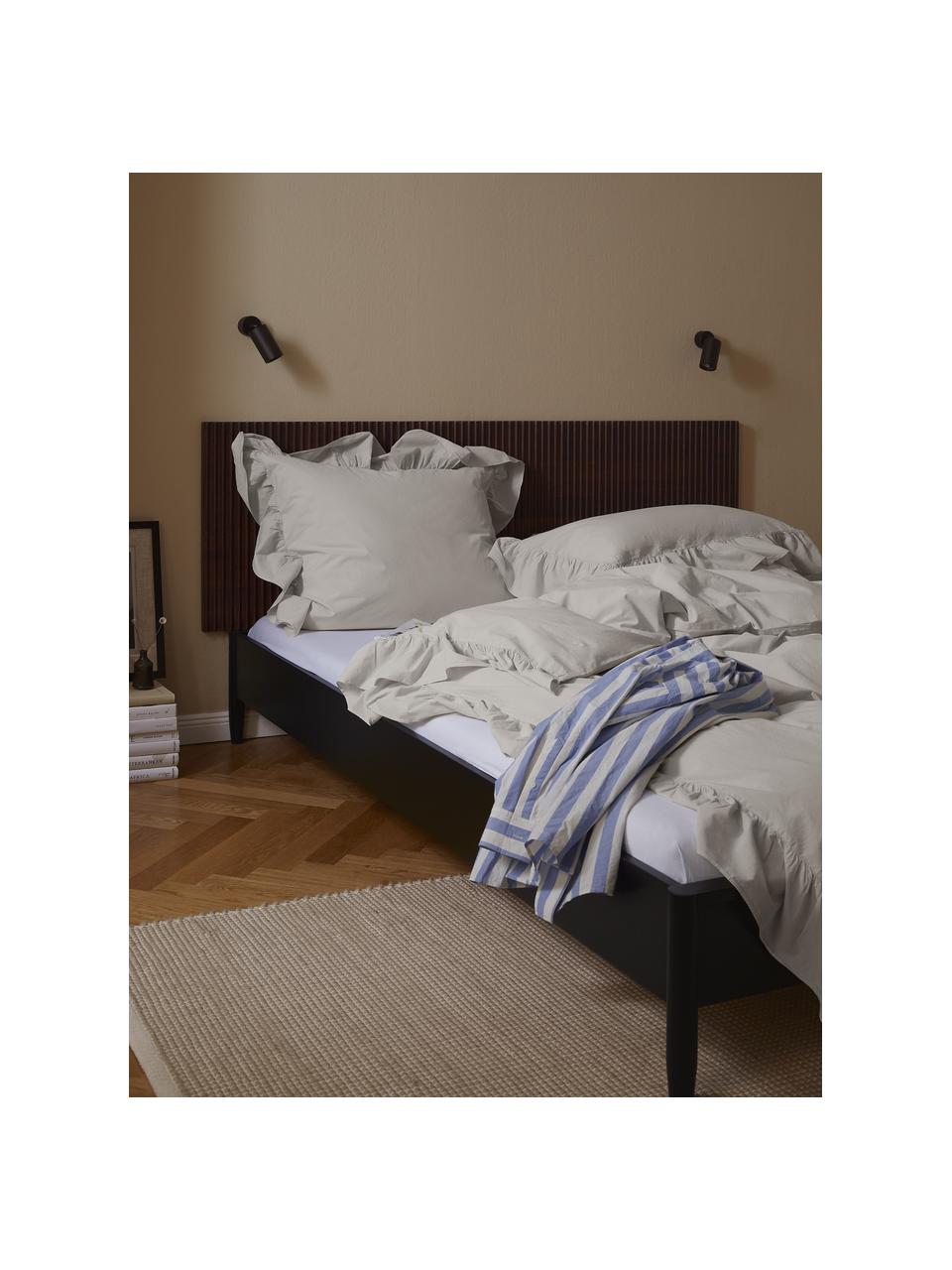 Funda de almohada de algodón con volantes Louane, Beige claro, An 45 x L 110 cm