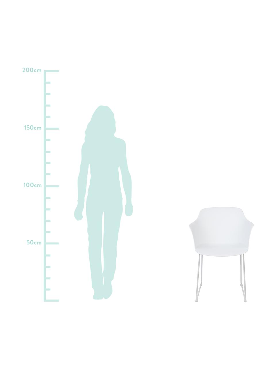 Kunststoff-Armlehnstühle Tango, 2 Stück, Sitzschale: Polypropylen, Beine: Metall, pulverbeschichtet, Weiss, B 58 x T 54 cm