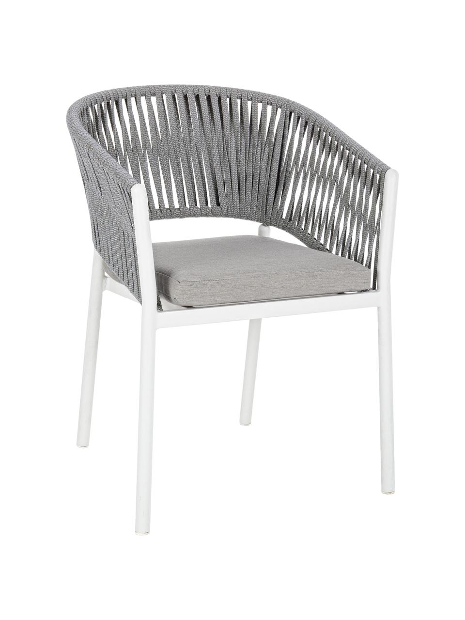 Krzesło ogrodowe Florencia, Stelaż: aluminium malowane proszk, Szary, biały, S 60 x W 80 cm