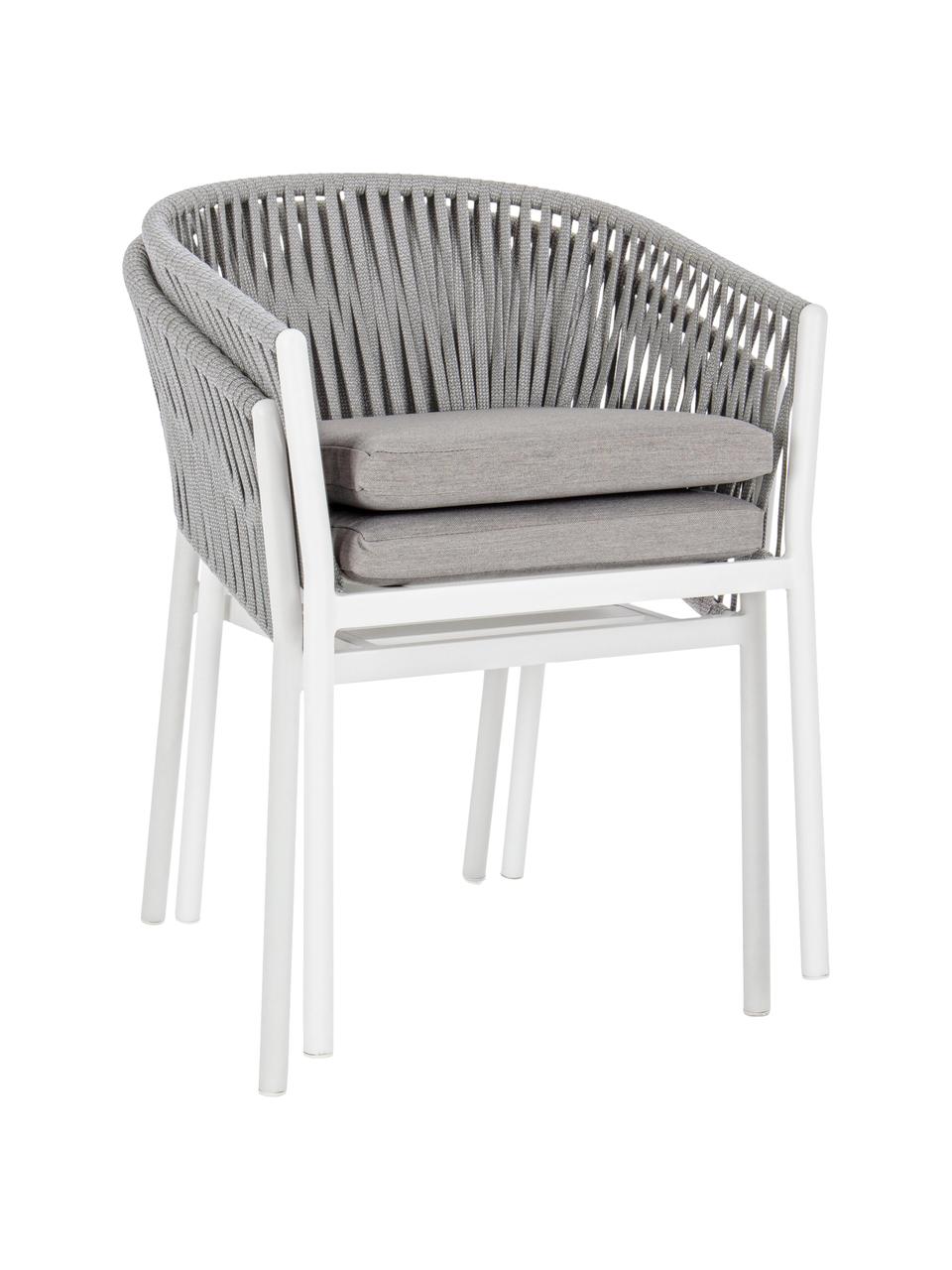 Krzesło ogrodowe Florencia, Stelaż: aluminium malowane proszk, Szary, biały, S 60 x W 80 cm