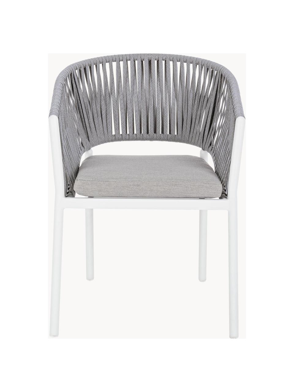 Krzesło ogrodowe Florencia, Stelaż: aluminium malowane proszk, Jasnoszara tkanina, biały, S 60 x W 80 cm