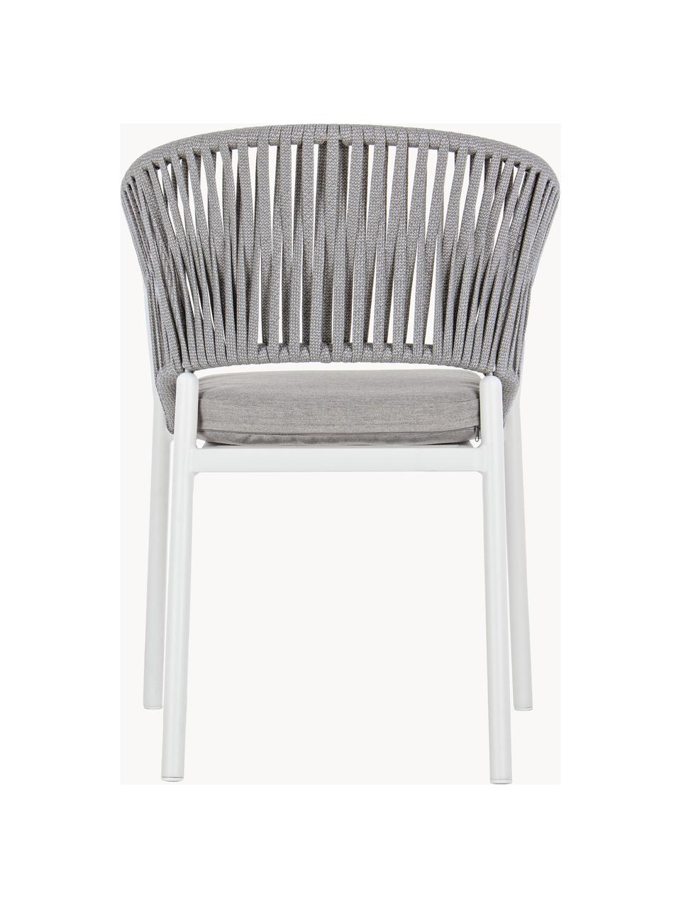 Krzesło ogrodowe Florencia, Stelaż: aluminium malowane proszk, Jasnoszara tkanina, biały, S 60 x W 80 cm