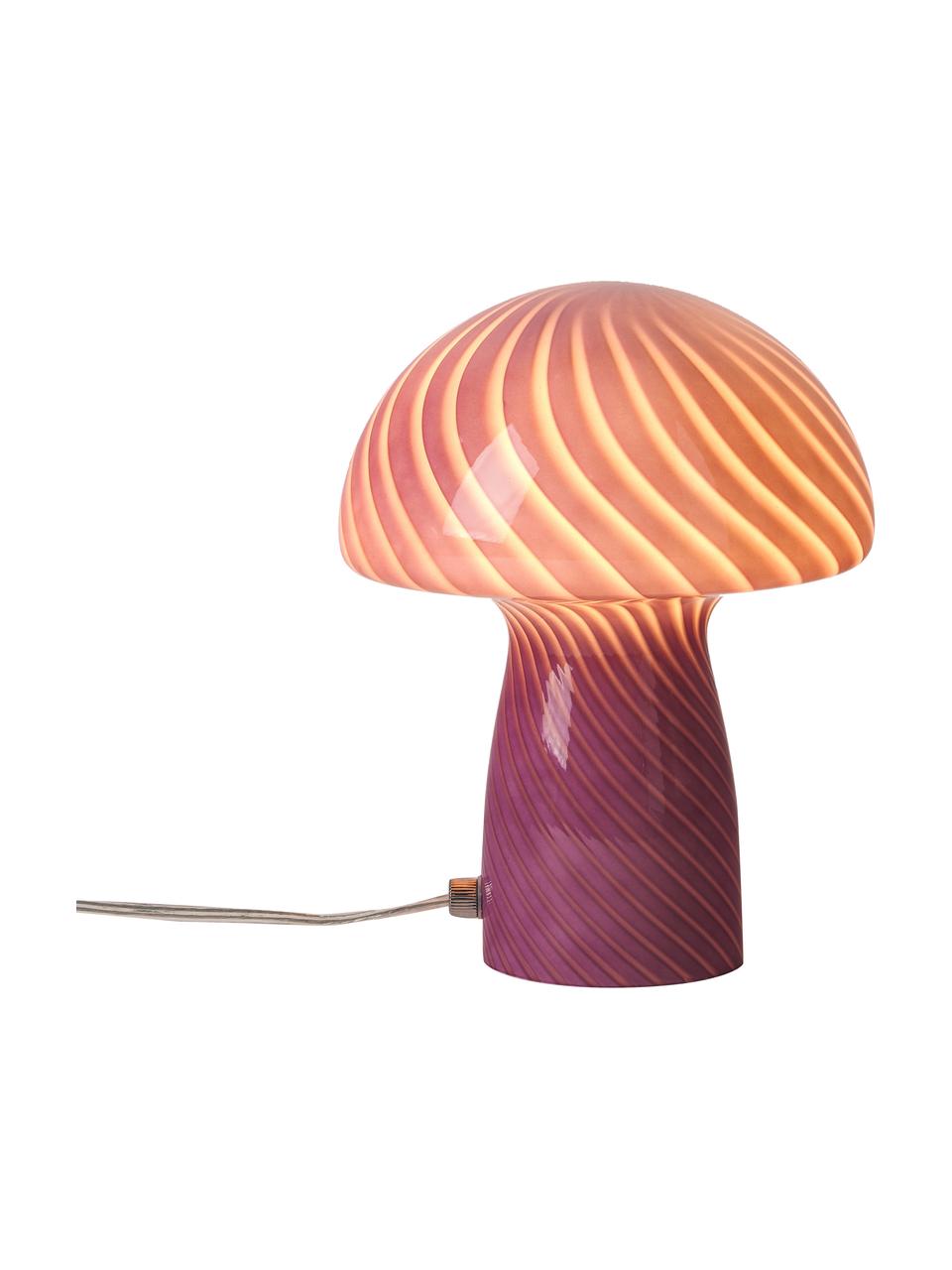 Petite lampe à poser en verre Mushroom, Rose, Ø 19 x haut. 23 cm