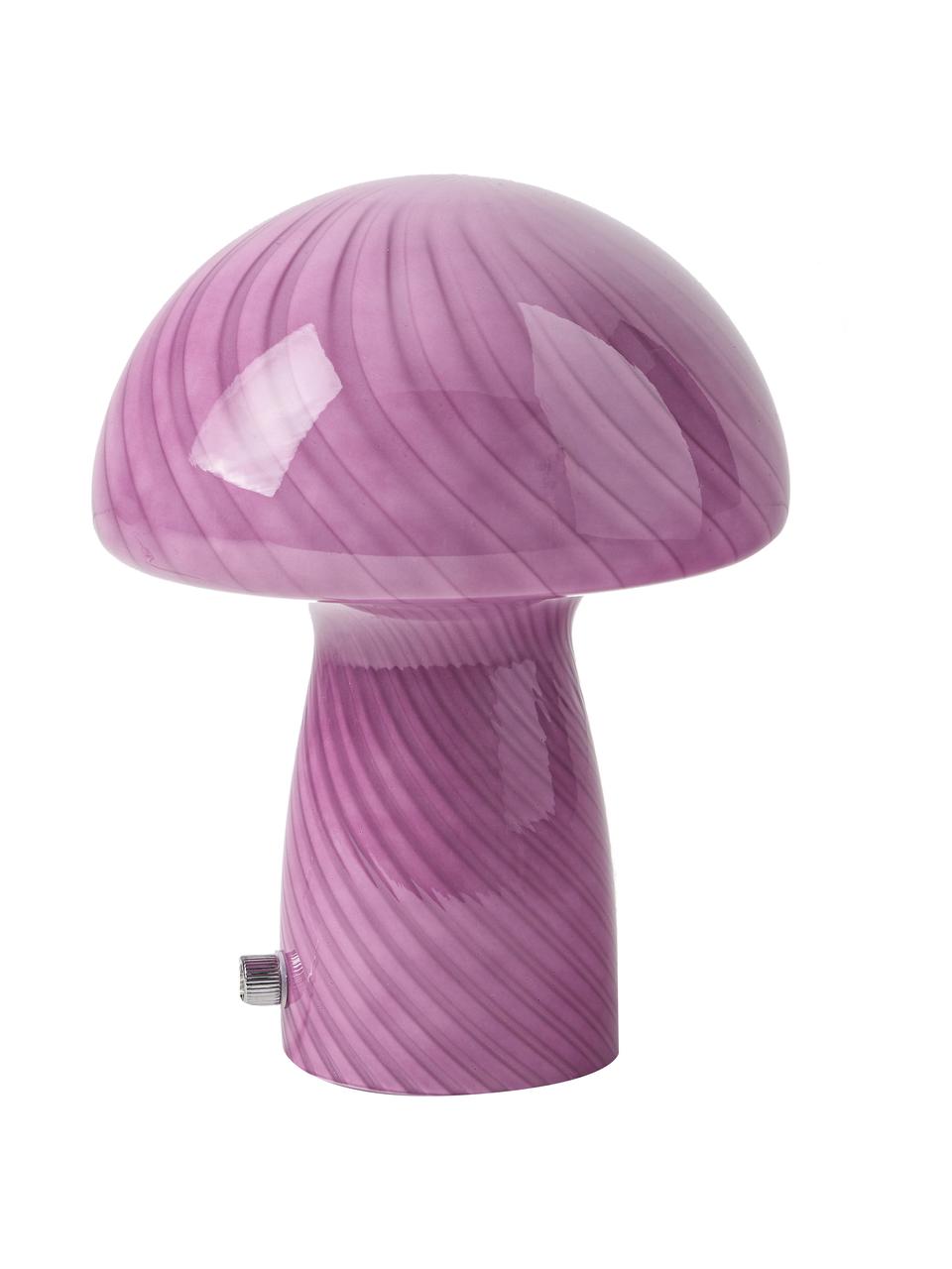 Lampa stołowa ze szkła Mushroom, Blady różowy, Ø 19 x W 23 cm