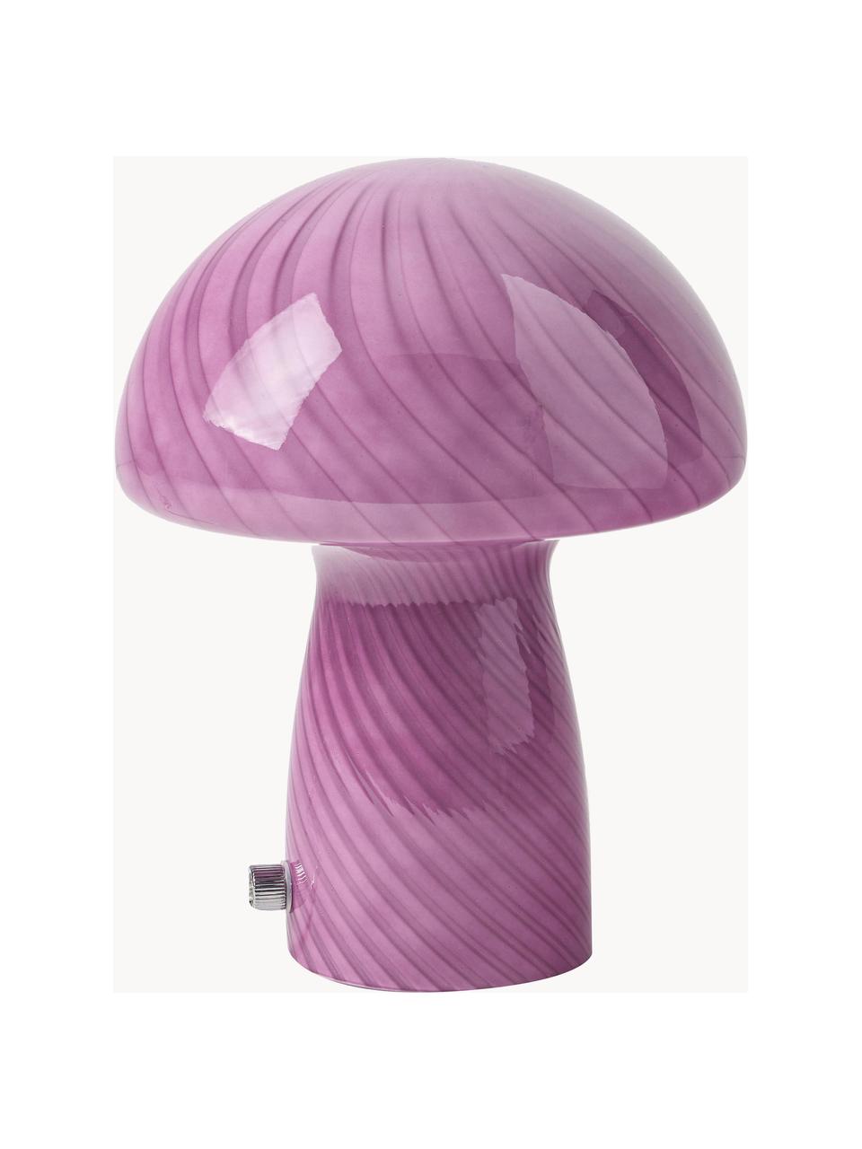 Kleine Tischlampe Mushroom aus Glas, Lila, Ø 19 x H 23 cm