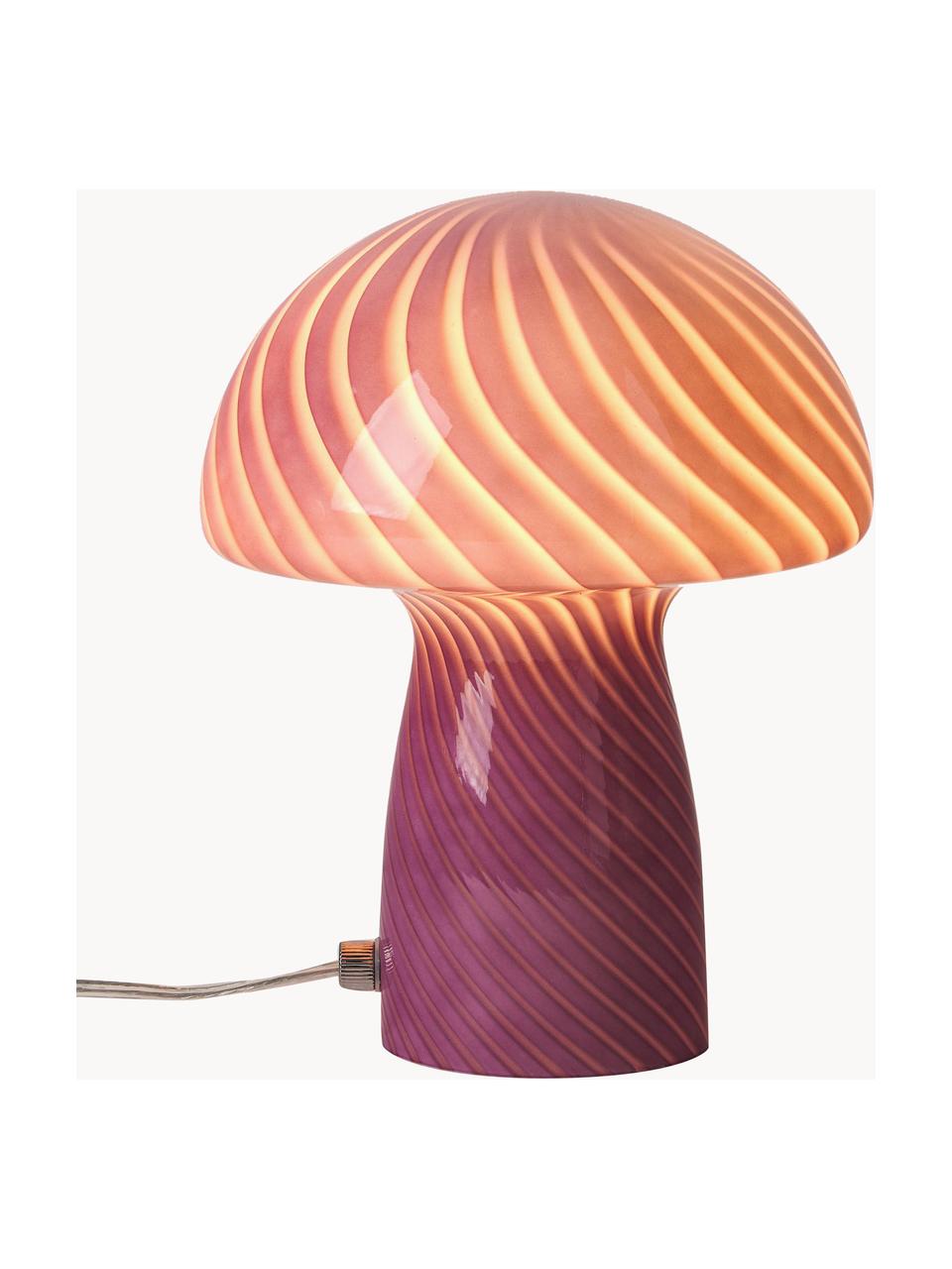 Kleine Tischlampe Mushroom aus Glas, Lila, Ø 19 x H 23 cm