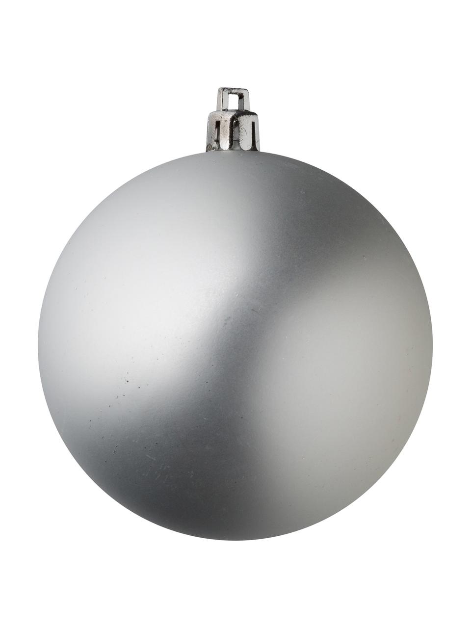 Boule de Noël incassable Natalie, 46 élém., Plastique robuste, Argenté, Lot de différentes tailles