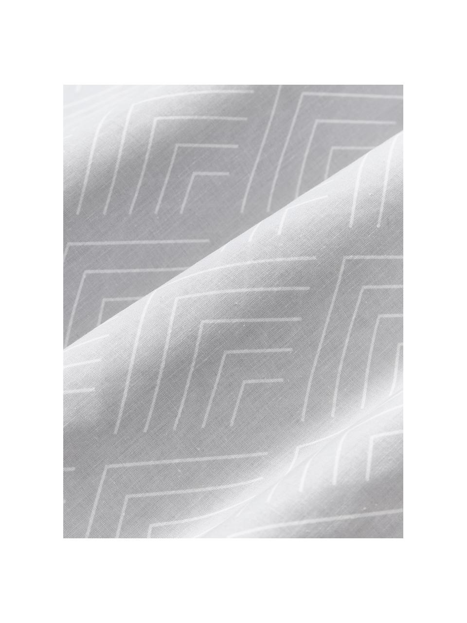 Katoenen dekbedovertrek Milano met grafisch patroon, Weeftechniek: satijn Draaddichtheid 300, Lichtgrijs, B 80 x L 80 cm