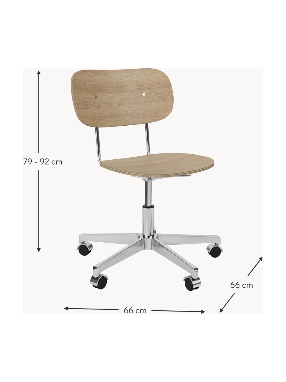 Dřevěná židle k psacímu stolu Co, výškově nastavitelná, Dubové dřevo, stříbrná, Š 66 cm, H 66 cm