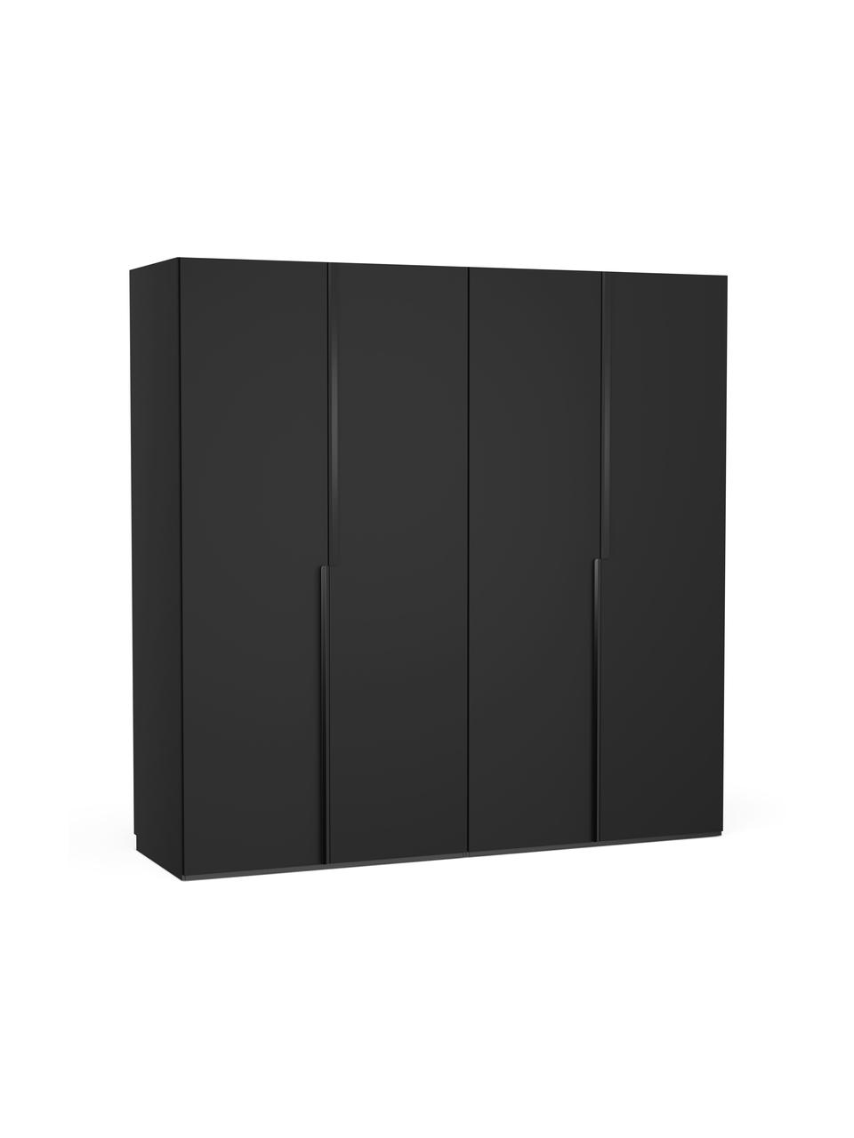 Modulaire draaideurkast Leon in zwart, 200 cm breed, verschillende varianten, Zwart, Klassiek interieur, hoogte 236 cm