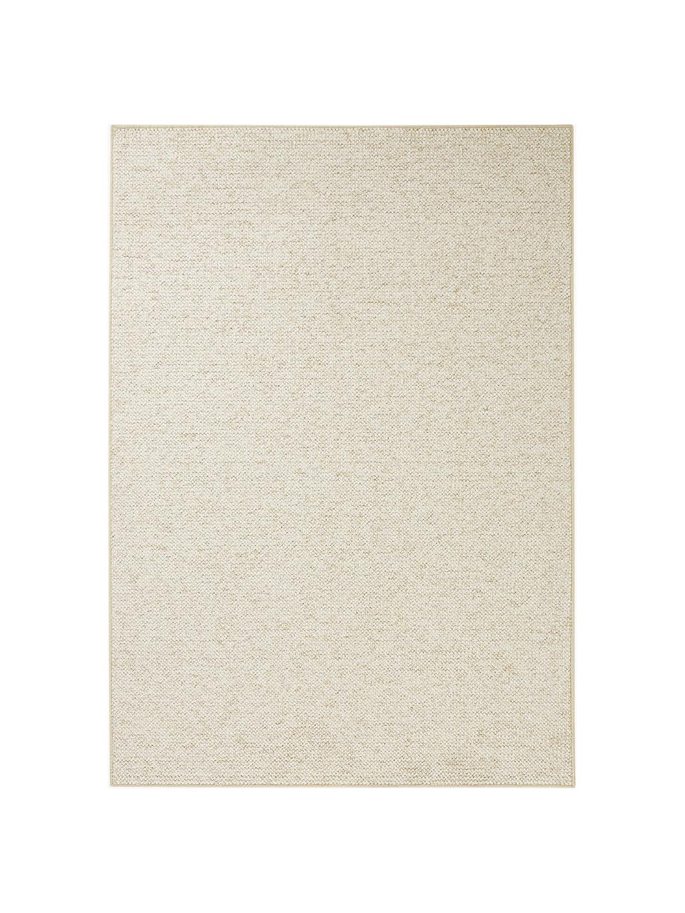 Tapis rond noué Lyon, Blanc crème, larg. 140 x long. 200 cm