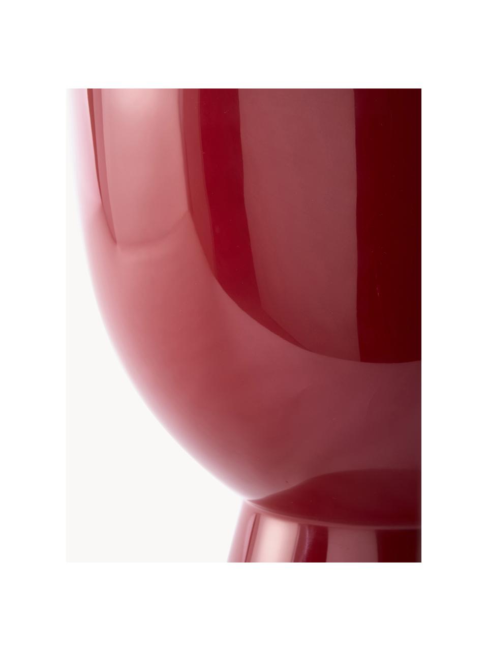 Tavolino rotondo Tam Tam, Plastica laccata, Rosso vino, Ø 36 x Alt. 46 cm