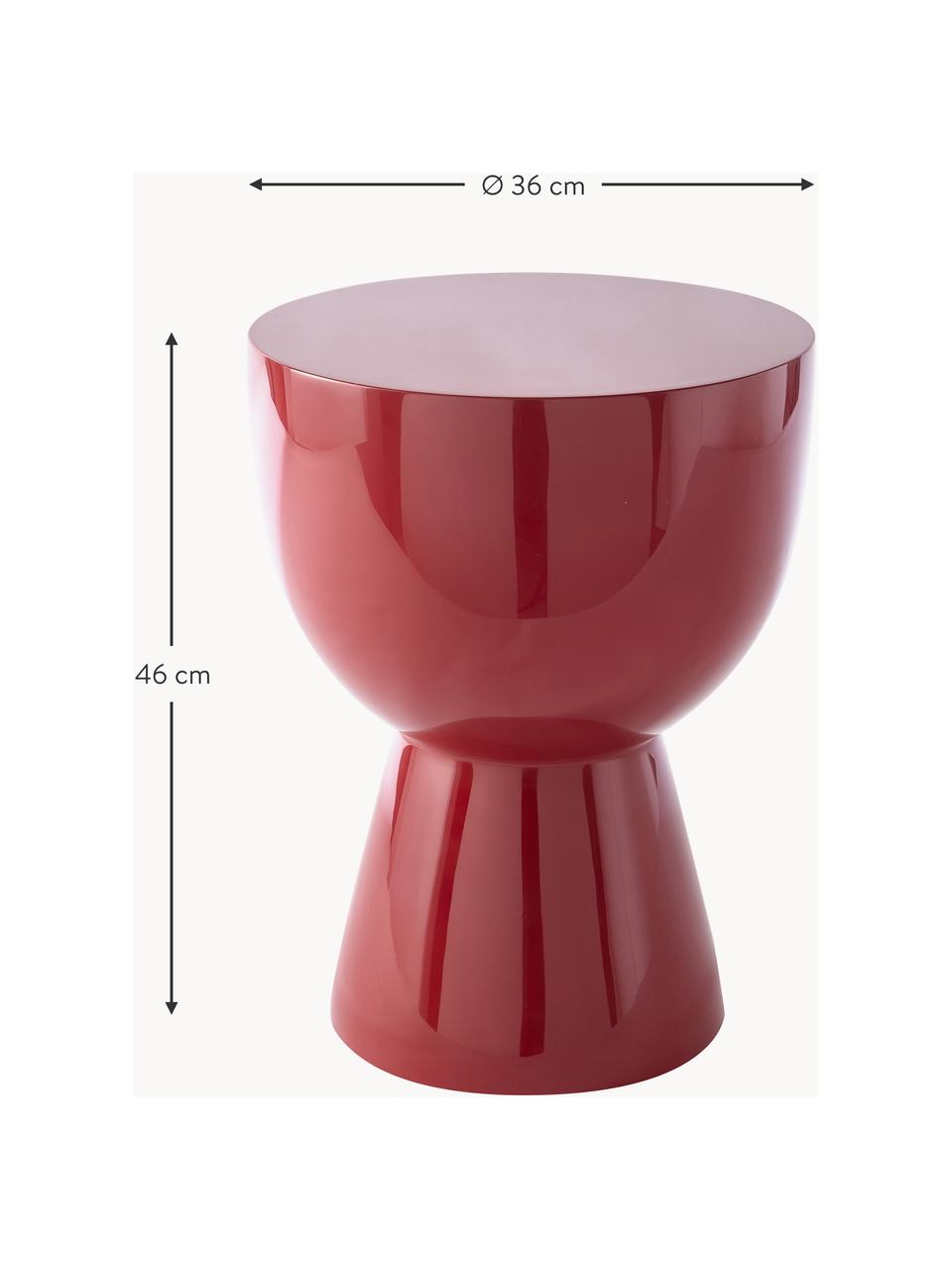 Kulatý odkládací stolek Tam Tam, Lakovaná umělá hmota, Vínově červená, Ø 36 cm, V 46 cm