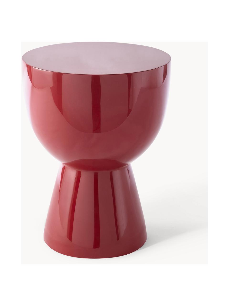 Tavolino rotondo Tam Tam, Plastica laccata, Rosso vino, Ø 36 x Alt. 46 cm
