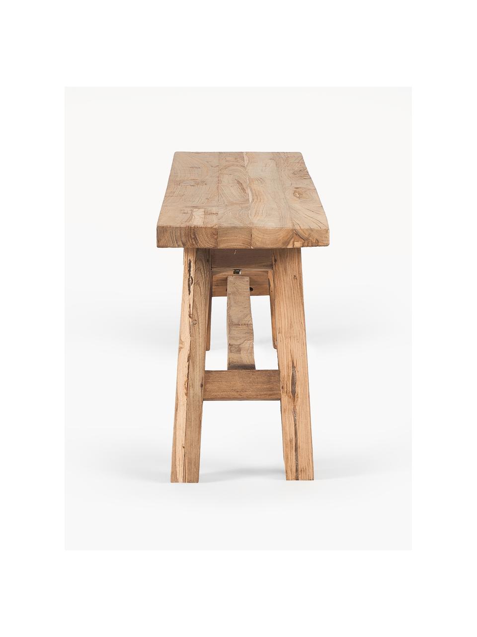 Banc en teck Lawas, Bois de teck recyclé, finition naturelle

Ce produit est fabriqué à partir de bois certifié FSC® issu d'une exploitation durable, Bois de teck, larg. 180 x prof. 30 cm