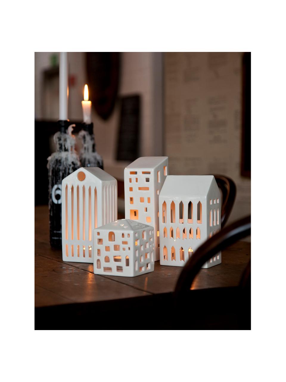 Handgefertigter Teelichthalter Urbania Pentheon, Keramik, Weiß, B 10 x H 20 cm