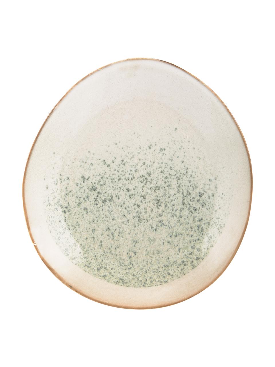 Ručně vyrobené snídaňové talíře v retro stylu 70's, 2 ks, Kamenina, Zelená, krémově bílá, Ø 22 cm