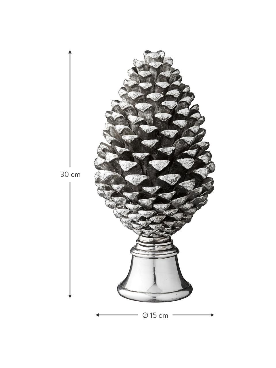 Ręcznie wykonana dekoracja Pine, Tworzywo sztuczne, Odcienie srebrnego, Ø 15 x W 30 cm