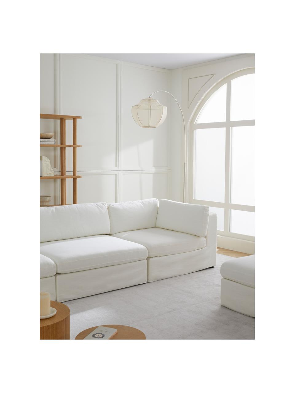 Eckmodul Russell mit abnehmbaren Bezügen, Bezug: 100% Baumwolle Der strapa, Gestell: Massives Kiefernholz, Spe, Webstoff Off White, B 103 x T 103 cm