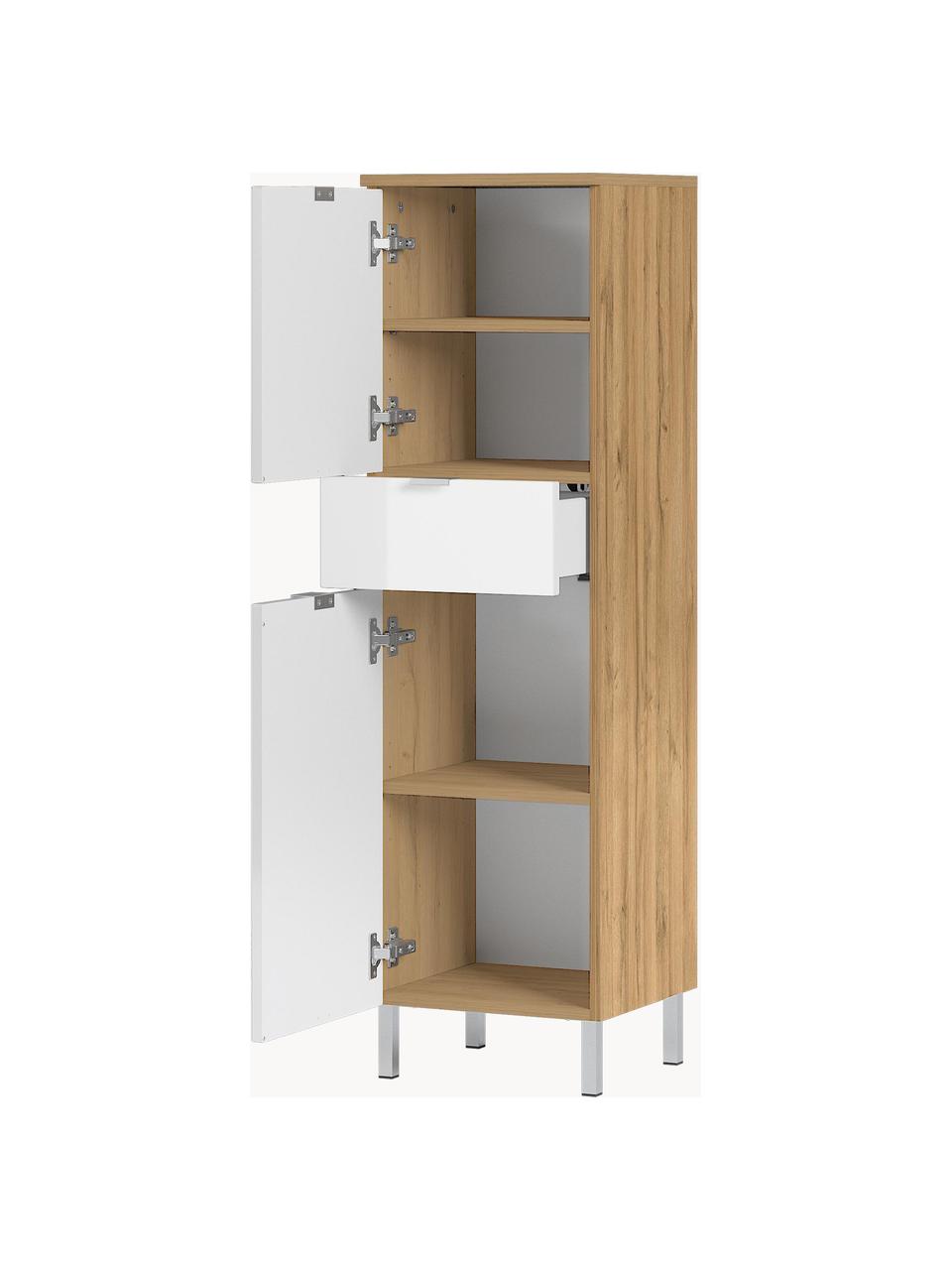 Bad-Hochschrank Sydney mit Schublade, B 34 cm, Holz, Weiß, B 34 x H 120 cm