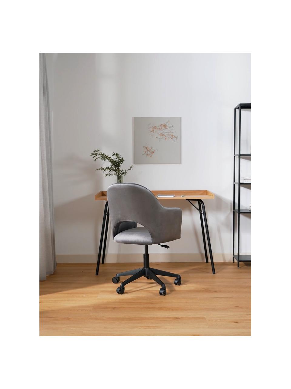 Sametové kancelářské otočné křeslo s područkami Rachel, výškově nastavitelné, Šedá, Š 65 cm, H 68 cm