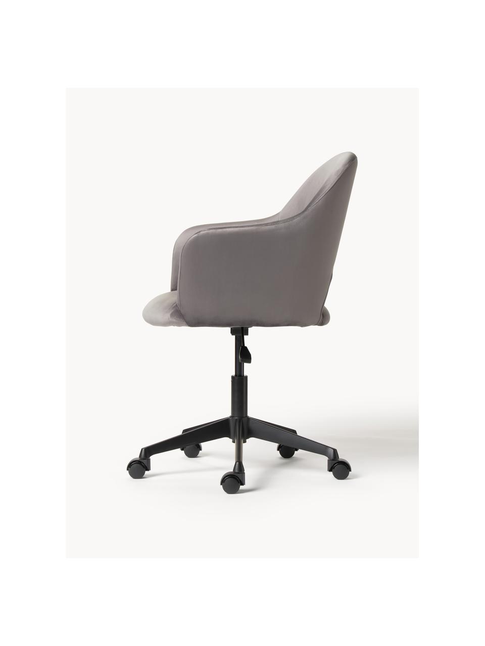 Chaise de bureau pivotante en velours Rachel, hauteur ajustable, Velours gris clair, larg. 65 x prof. 68 cm