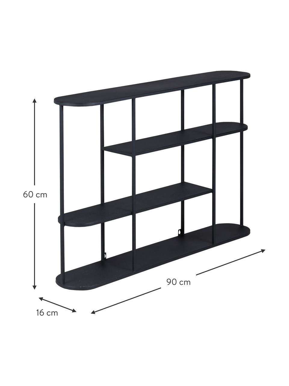 Wandregal Grayson, Stahl, pulverbeschichtet, Schwarz, B 90 x H 60 cm