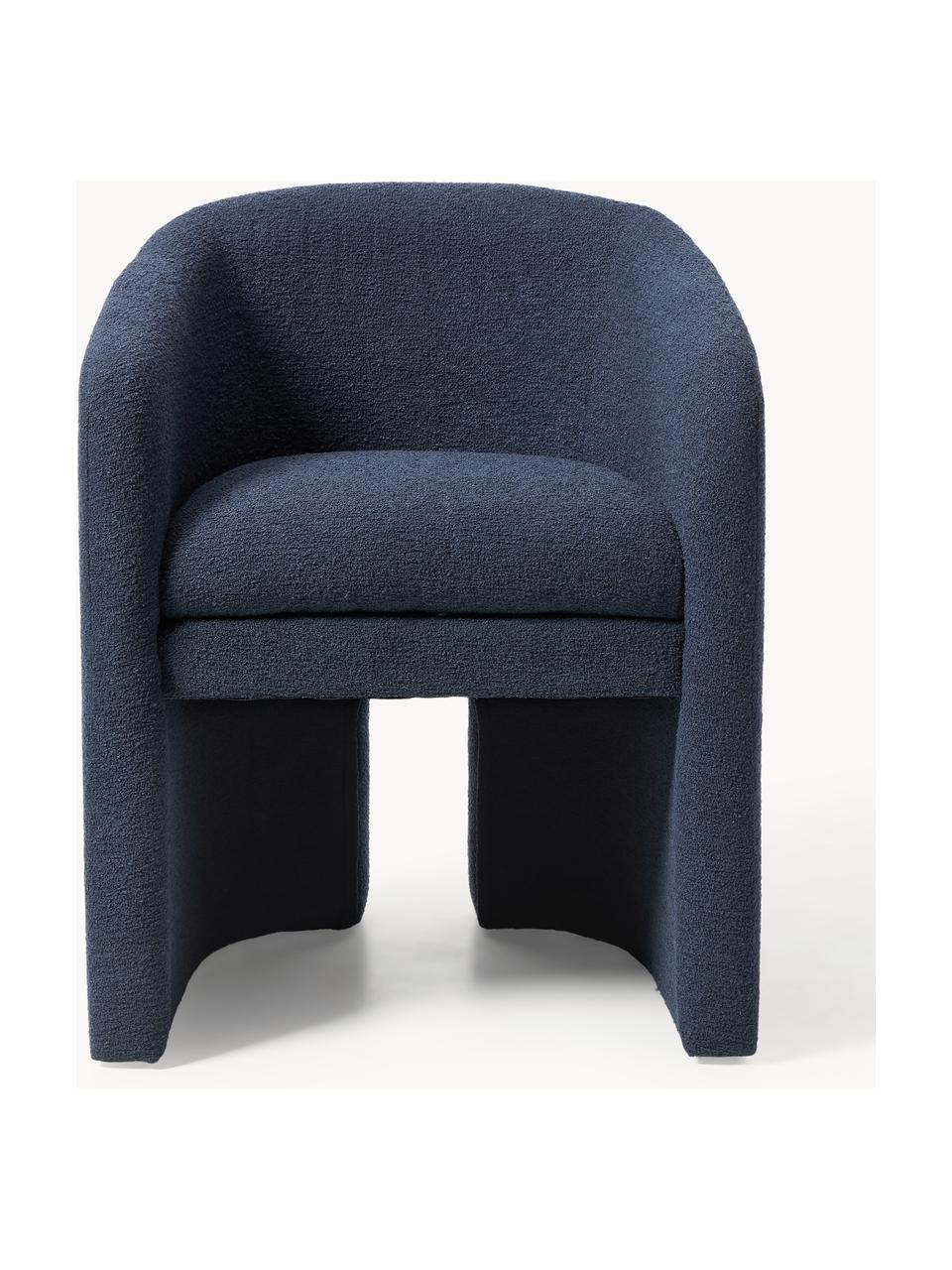 Fauteuil en bouclette Mairo, Bouclette bleu foncé, larg. 63 x prof. 63 cm