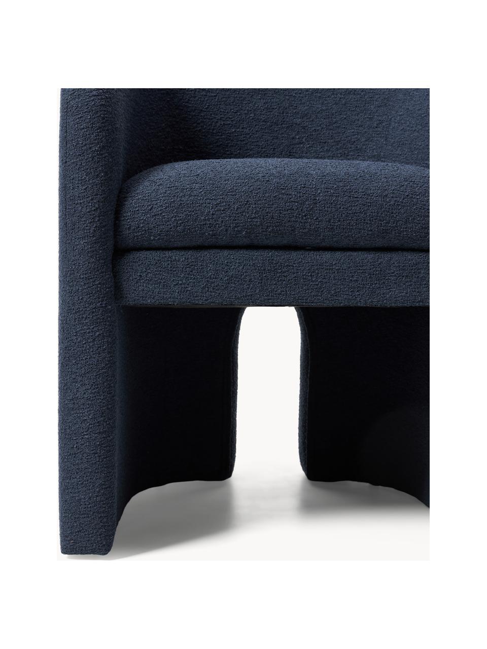 Fauteuil en bouclette Mairo, Bouclette bleu foncé, larg. 63 x prof. 63 cm