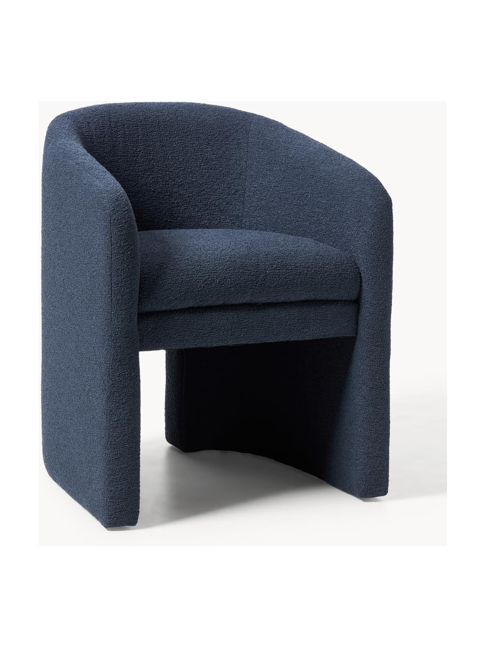 Fauteuil en bouclette Mairo, Bouclette bleu foncé, larg. 63 x prof. 63 cm