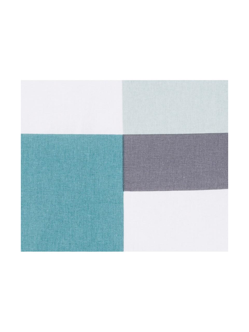 Cuscino reversibile Cubo, Rivestimento: cotone, Toni verde menta, bianco, grigio, P 50 x L 50 cm